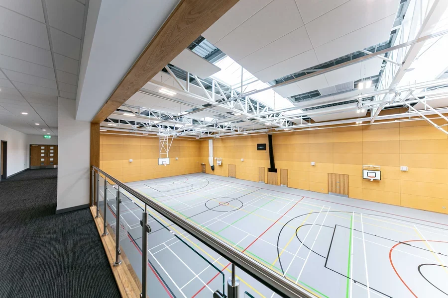 Viewing balcony overlooking the Bishopsgate School sports hall