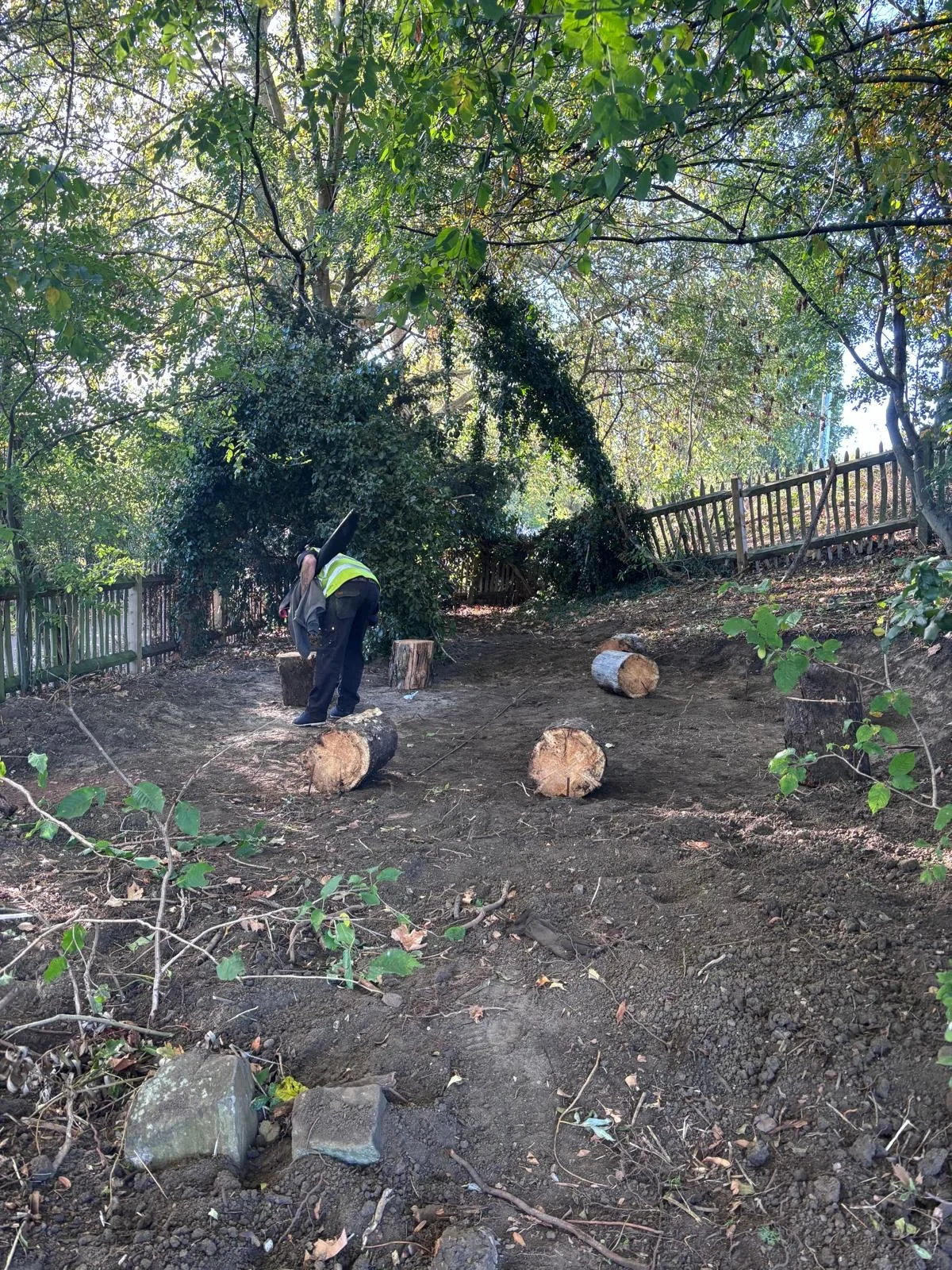 Log-circle area being prepared as part of the Adventure Playground community improvement works